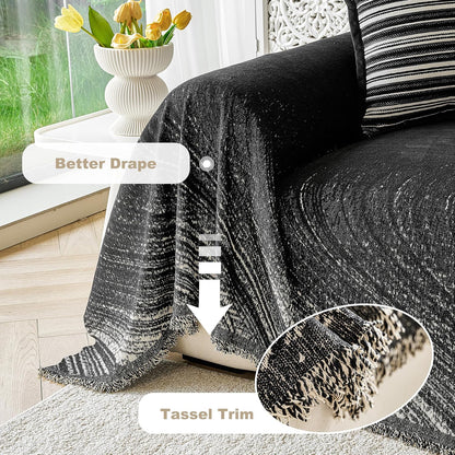 Couch Cover for Dogs Washable Sofa Cover, Sectional Couch Covers, Sofa Covers for 2 Cushion Couch, Non Slip Stripe Sofa Slipcovers Furniture Protector (Beige, 71x102)