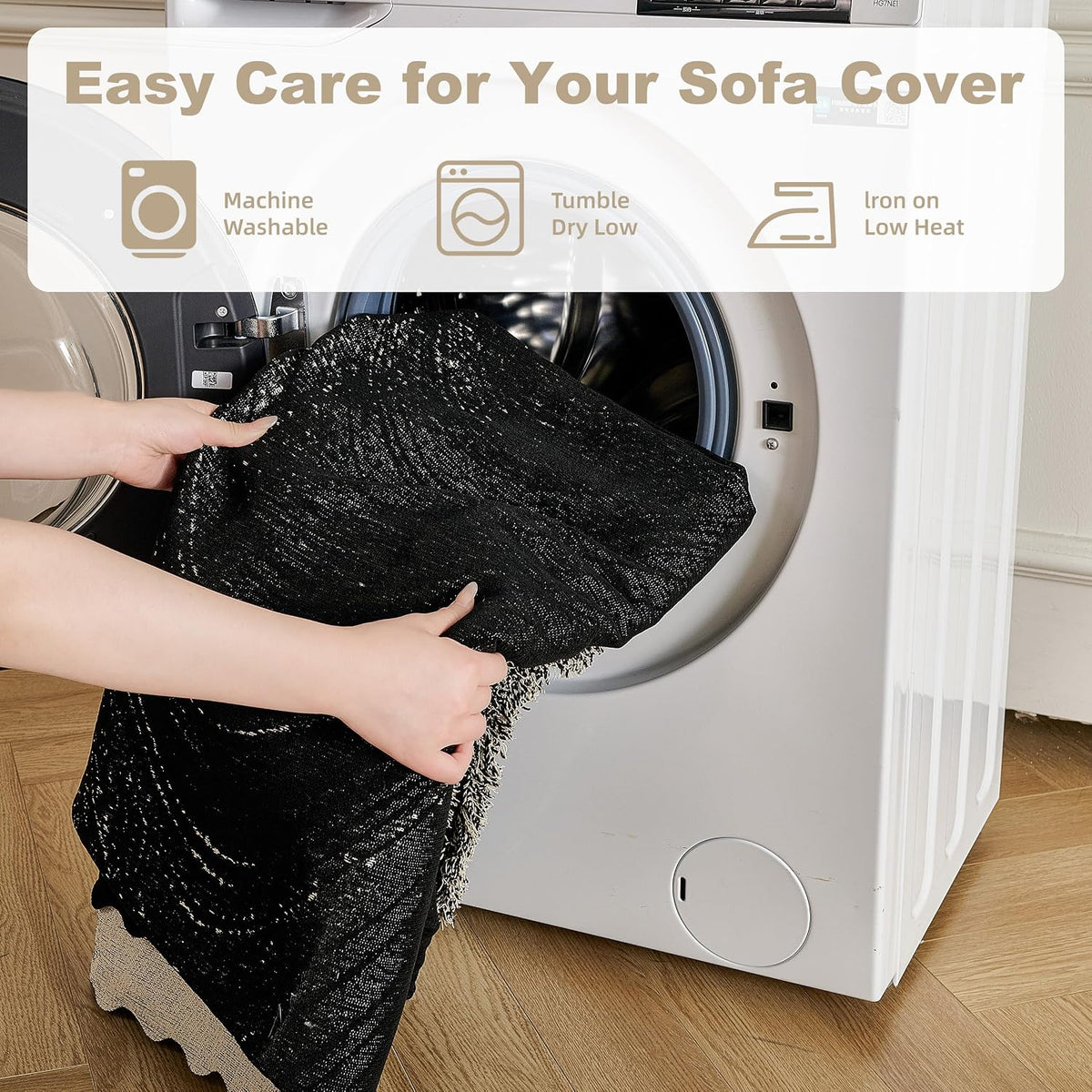 Couch Cover for Dogs Washable Sofa Cover, Sectional Couch Covers, Sofa Covers for 2 Cushion Couch, Non Slip Stripe Sofa Slipcovers Furniture Protector (Beige, 71x102)