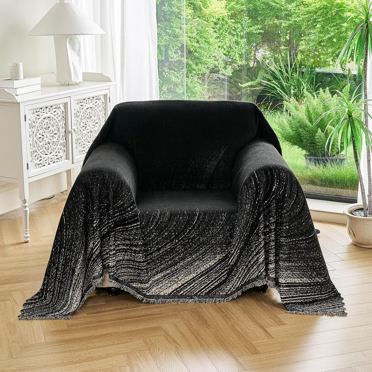 Couch Cover for Dogs Washable Sofa Cover, Sectional Couch Covers, Sofa Covers for 2 Cushion Couch, Non Slip Stripe Sofa Slipcovers Furniture Protector (Beige, 71x102)