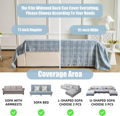 Couch Cover for Dogs Washable Sofa Cover, Sectional Couch Covers, Sofa Covers for 2 Cushion Couch, Non Slip Stripe Sofa Slipcovers Furniture Protector (Beige, 71x102)