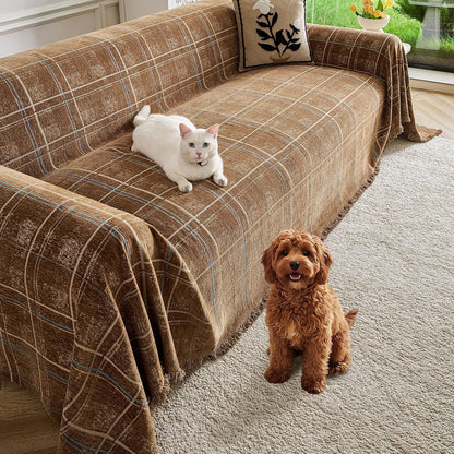Couch Cover for Dogs Washable Sofa Cover, Sectional Couch Covers, Sofa Covers for 2 Cushion Couch, Non Slip Stripe Sofa Slipcovers Furniture Protector (Beige, 71x102)