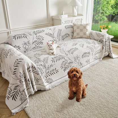 Couch Cover for Dogs Washable Sofa Cover, Sectional Couch Covers, Sofa Covers for 2 Cushion Couch, Non Slip Stripe Sofa Slipcovers Furniture Protector (Beige, 71x102)