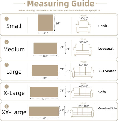 Couch Cover for Dogs Washable Sofa Cover, Sectional Couch Covers, Sofa Covers for 2 Cushion Couch, Non Slip Stripe Sofa Slipcovers Furniture Protector (Beige, 71x102)