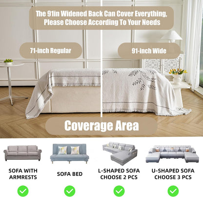 Couch Cover for Dogs Washable Sofa Cover, Sectional Couch Covers, Sofa Covers for 2 Cushion Couch, Non Slip Stripe Sofa Slipcovers Furniture Protector (Beige, 71x102)