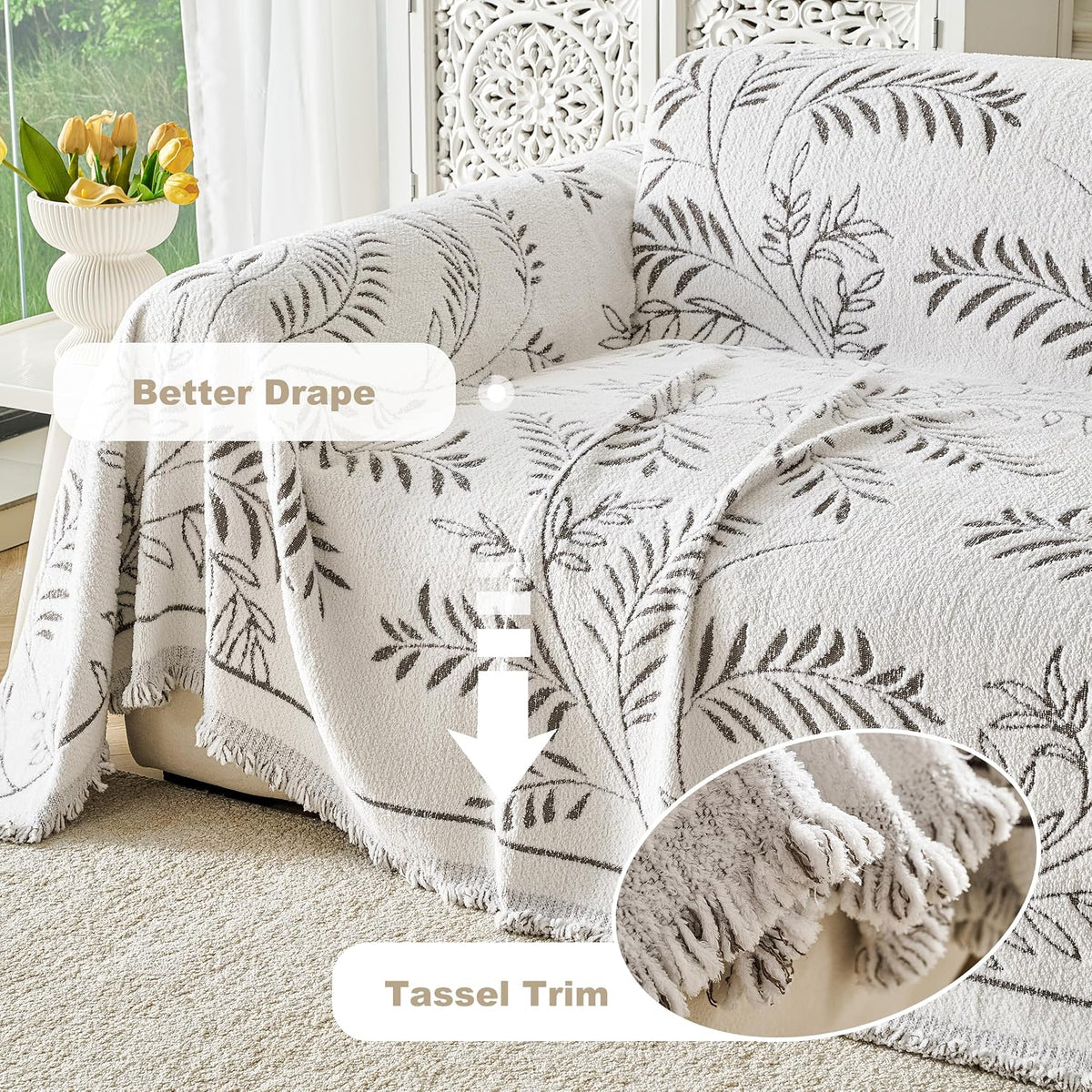 Couch Cover for Dogs Washable Sofa Cover, Sectional Couch Covers, Sofa Covers for 2 Cushion Couch, Non Slip Stripe Sofa Slipcovers Furniture Protector (Beige, 71x102)