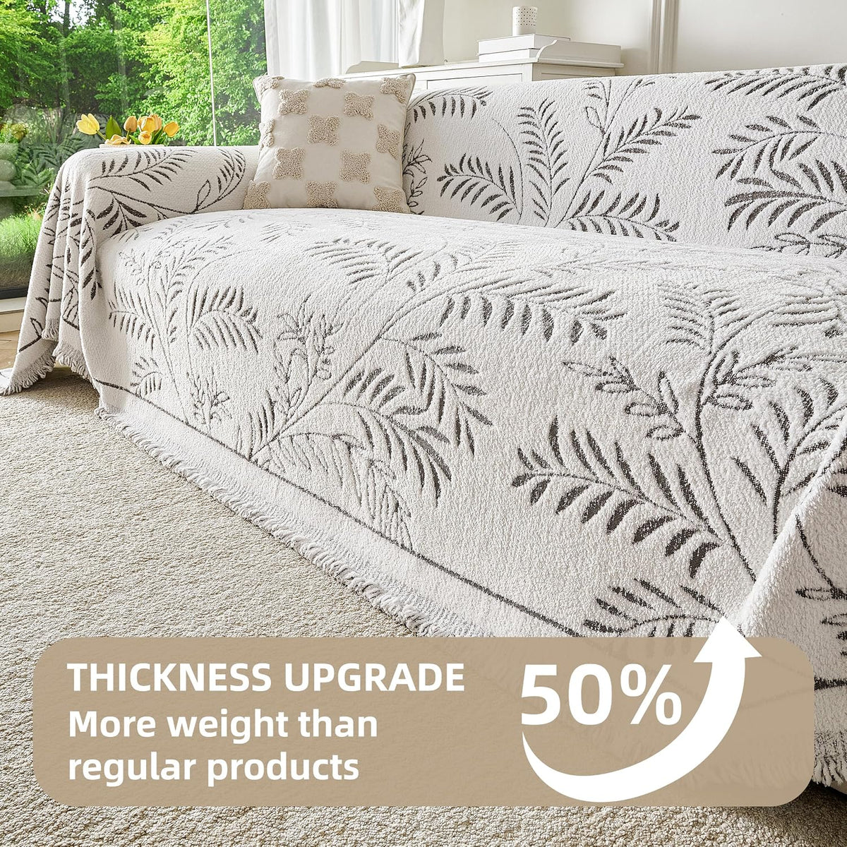 Couch Cover for Dogs Washable Sofa Cover, Sectional Couch Covers, Sofa Covers for 2 Cushion Couch, Non Slip Stripe Sofa Slipcovers Furniture Protector (Beige, 71x102)