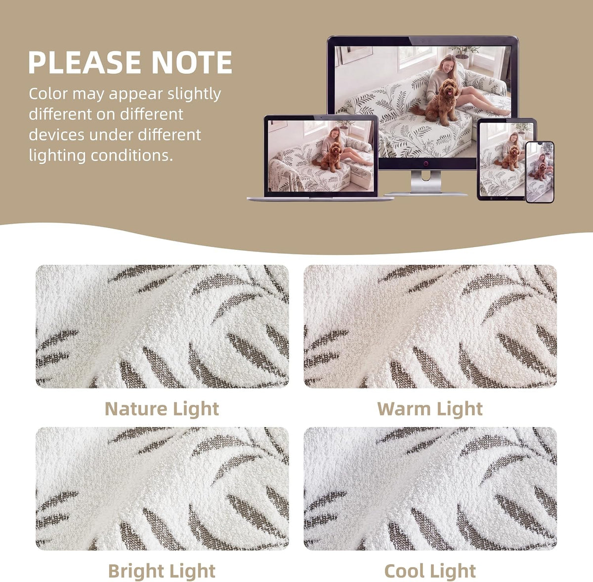 Couch Cover for Dogs Washable Sofa Cover, Sectional Couch Covers, Sofa Covers for 2 Cushion Couch, Non Slip Stripe Sofa Slipcovers Furniture Protector (Beige, 71x102)