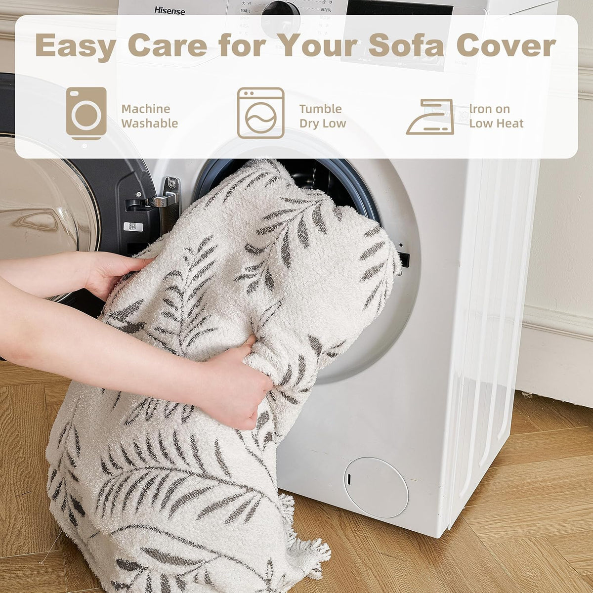 Couch Cover for Dogs Washable Sofa Cover, Sectional Couch Covers, Sofa Covers for 2 Cushion Couch, Non Slip Stripe Sofa Slipcovers Furniture Protector (Beige, 71x102)