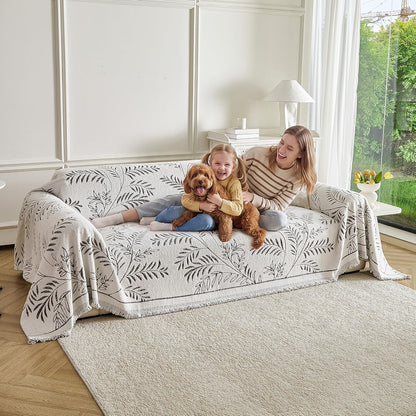 Couch Cover for Dogs Washable Sofa Cover, Sectional Couch Covers, Sofa Covers for 2 Cushion Couch, Non Slip Stripe Sofa Slipcovers Furniture Protector (Beige, 71x102)