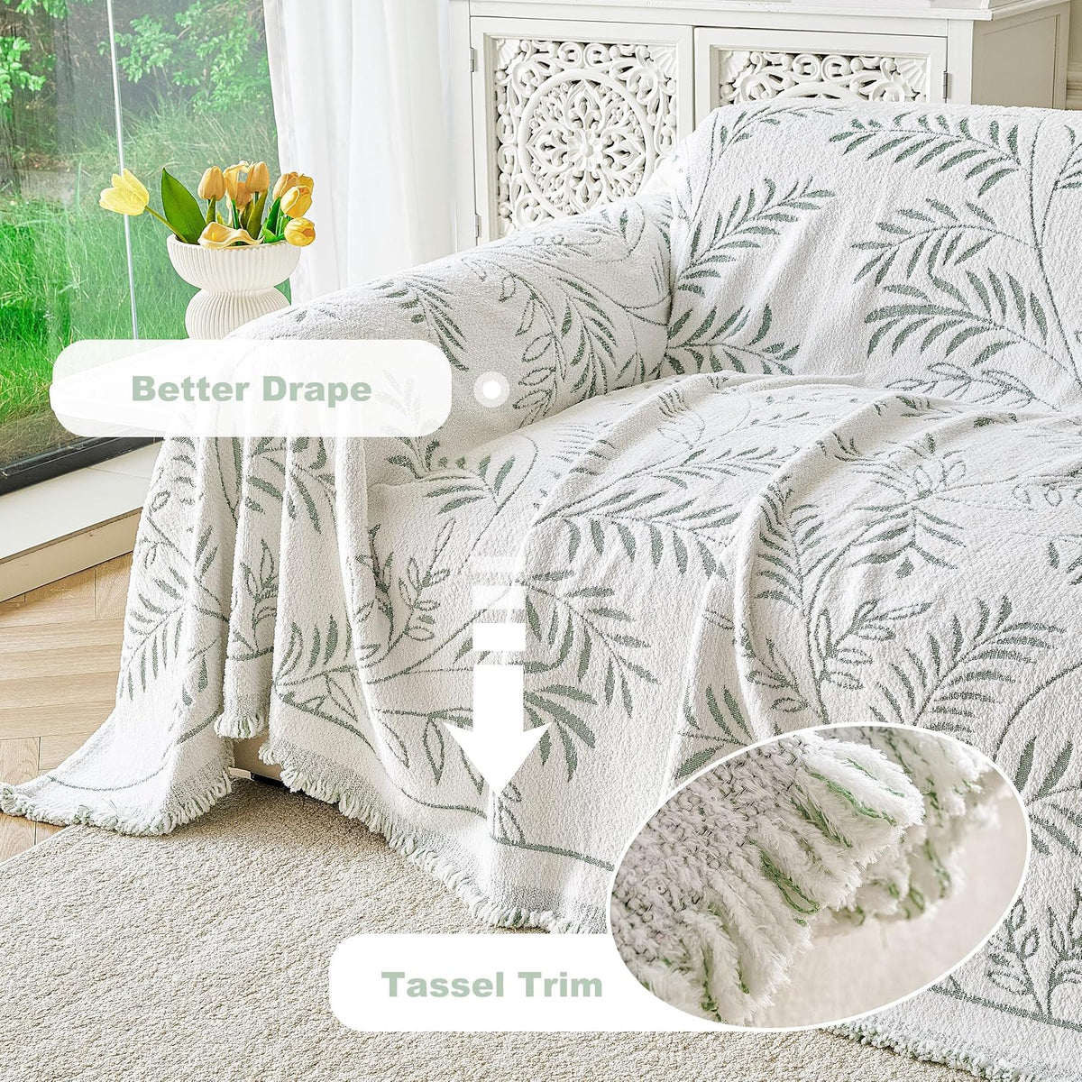 Couch Cover for Dogs Washable Sofa Cover, Sectional Couch Covers, Sofa Covers for 2 Cushion Couch, Non Slip Stripe Sofa Slipcovers Furniture Protector (Beige, 71x102)