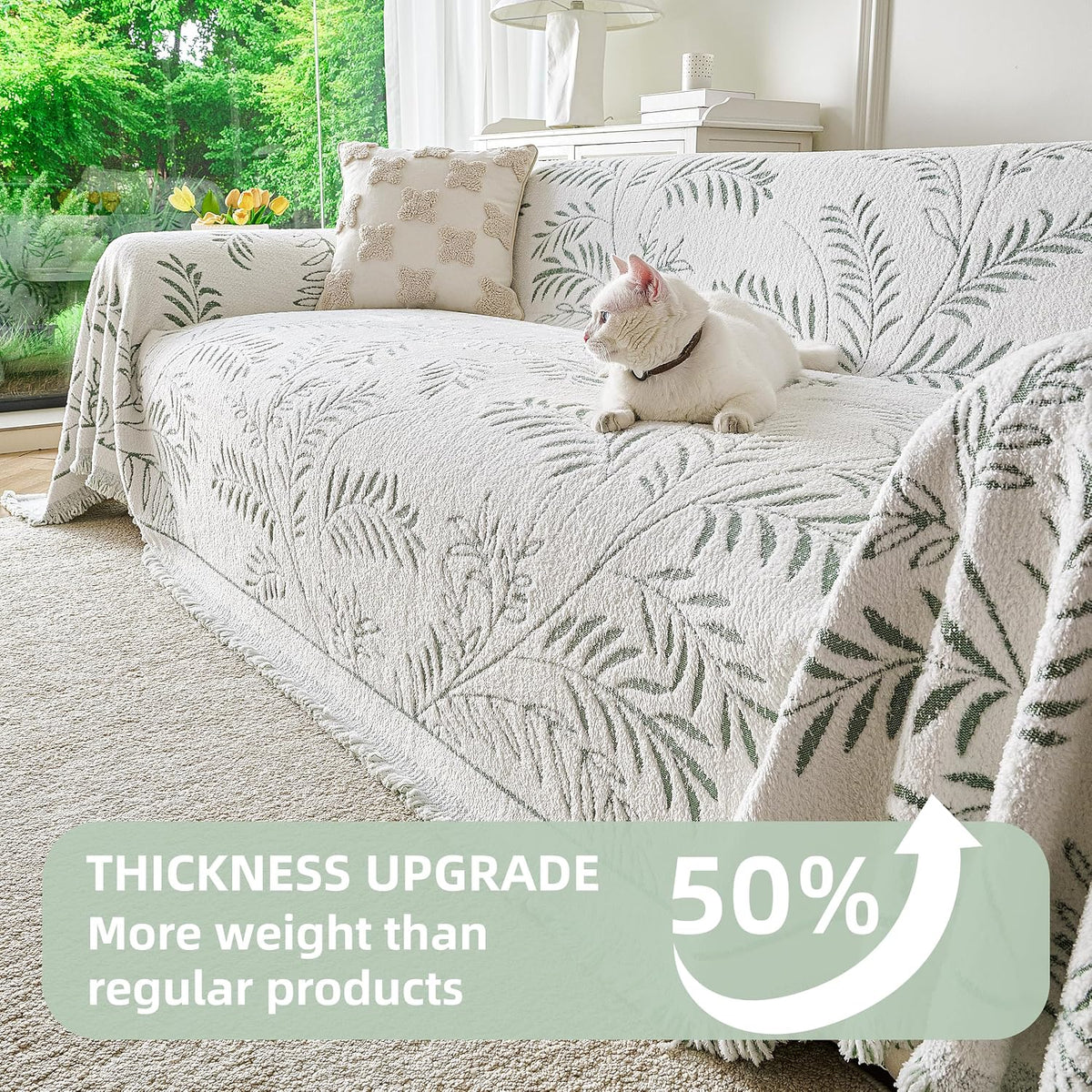 Couch Cover for Dogs Washable Sofa Cover, Sectional Couch Covers, Sofa Covers for 2 Cushion Couch, Non Slip Stripe Sofa Slipcovers Furniture Protector (Beige, 71x102)