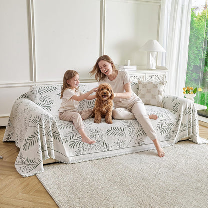 Couch Cover for Dogs Washable Sofa Cover, Sectional Couch Covers, Sofa Covers for 2 Cushion Couch, Non Slip Stripe Sofa Slipcovers Furniture Protector (Beige, 71x102)