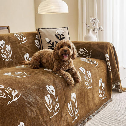 Couch Cover for Dogs Washable Sofa Cover, Sectional Couch Covers, Sofa Covers for 2 Cushion Couch, Non Slip Stripe Sofa Slipcovers Furniture Protector (Beige, 71x102)