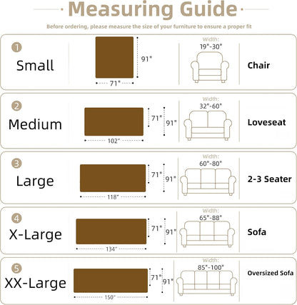 Couch Cover for Dogs Washable Sofa Cover, Sectional Couch Covers, Sofa Covers for 2 Cushion Couch, Non Slip Stripe Sofa Slipcovers Furniture Protector (Beige, 71x102)