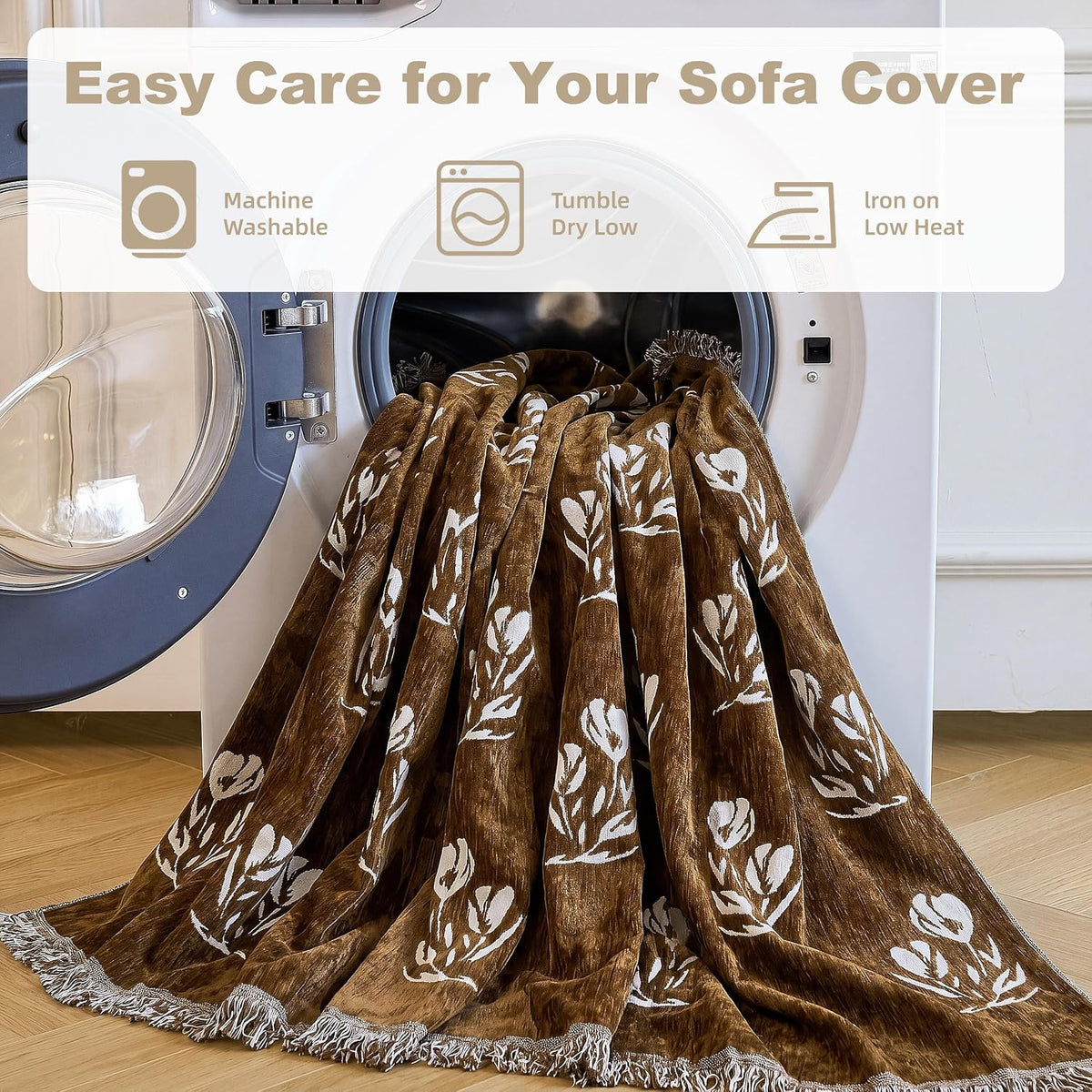 Couch Cover for Dogs Washable Sofa Cover, Sectional Couch Covers, Sofa Covers for 2 Cushion Couch, Non Slip Stripe Sofa Slipcovers Furniture Protector (Beige, 71x102)
