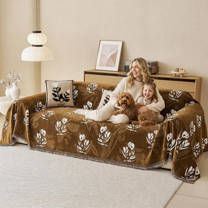 Couch Cover for Dogs Washable Sofa Cover, Sectional Couch Covers, Sofa Covers for 2 Cushion Couch, Non Slip Stripe Sofa Slipcovers Furniture Protector (Beige, 71x102)