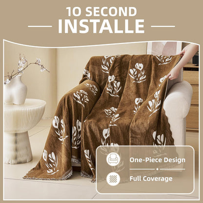 Couch Cover for Dogs Washable Sofa Cover, Sectional Couch Covers, Sofa Covers for 2 Cushion Couch, Non Slip Stripe Sofa Slipcovers Furniture Protector (Beige, 71x102)
