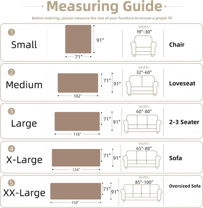 Couch Cover for Dogs Washable Sofa Cover, Sectional Couch Covers, Sofa Covers for 2 Cushion Couch, Non Slip Stripe Sofa Slipcovers Furniture Protector (Beige, 71x102)