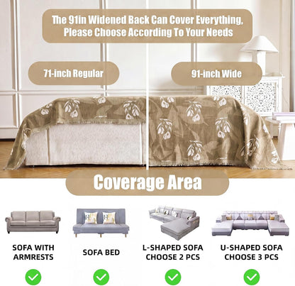 Couch Cover for Dogs Washable Sofa Cover, Sectional Couch Covers, Sofa Covers for 2 Cushion Couch, Non Slip Stripe Sofa Slipcovers Furniture Protector (Beige, 71x102)