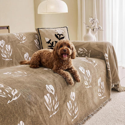 Couch Cover for Dogs Washable Sofa Cover, Sectional Couch Covers, Sofa Covers for 2 Cushion Couch, Non Slip Stripe Sofa Slipcovers Furniture Protector (Beige, 71x102)