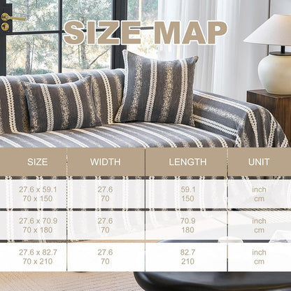 Couch Cover for Dogs Washable Sofa Cover, Sectional Couch Covers, Sofa Covers for 2 Cushion Couch, Non Slip Stripe Sofa Slipcovers Furniture Protector (Beige, 71x102)