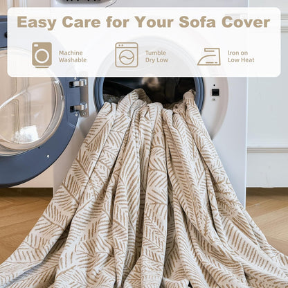 Couch Cover for Dogs Washable Sofa Cover, Sectional Couch Covers, Sofa Covers for 2 Cushion Couch, Non Slip Stripe Sofa Slipcovers Furniture Protector (Beige, 71x102)