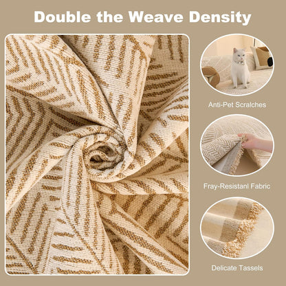 Couch Cover for Dogs Washable Sofa Cover, Sectional Couch Covers, Sofa Covers for 2 Cushion Couch, Non Slip Stripe Sofa Slipcovers Furniture Protector (Beige, 71x102)