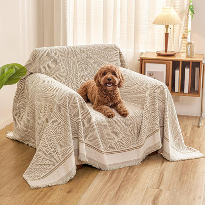 Couch Cover for Dogs Washable Sofa Cover, Sectional Couch Covers, Sofa Covers for 2 Cushion Couch, Non Slip Stripe Sofa Slipcovers Furniture Protector (Beige, 71x102)