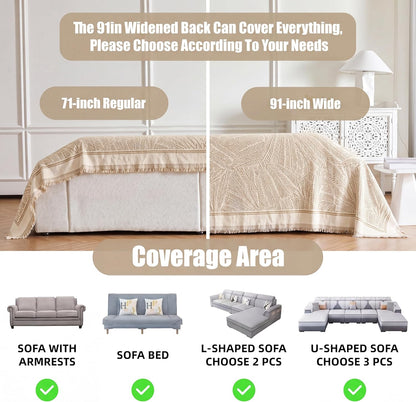 Couch Cover for Dogs Washable Sofa Cover, Sectional Couch Covers, Sofa Covers for 2 Cushion Couch, Non Slip Stripe Sofa Slipcovers Furniture Protector (Beige, 71x102)