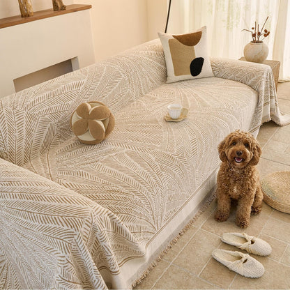 Couch Cover for Dogs Washable Sofa Cover, Sectional Couch Covers, Sofa Covers for 2 Cushion Couch, Non Slip Stripe Sofa Slipcovers Furniture Protector (Beige, 71x102)