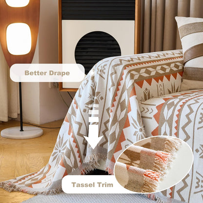 Couch Cover for Dogs Washable Sofa Cover, Sectional Couch Covers, Sofa Covers for 2 Cushion Couch, Non Slip Stripe Sofa Slipcovers Furniture Protector (Beige, 71x102)