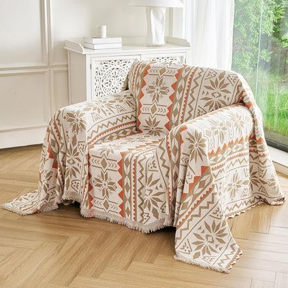 Couch Cover for Dogs Washable Sofa Cover, Sectional Couch Covers, Sofa Covers for 2 Cushion Couch, Non Slip Stripe Sofa Slipcovers Furniture Protector (Beige, 71x102)