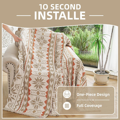 Couch Cover for Dogs Washable Sofa Cover, Sectional Couch Covers, Sofa Covers for 2 Cushion Couch, Non Slip Stripe Sofa Slipcovers Furniture Protector (Beige, 71x102)