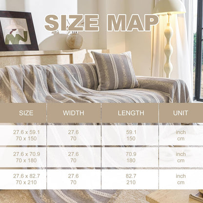 Couch Cover for Dogs Washable Sofa Cover, Sectional Couch Covers, Sofa Covers for 2 Cushion Couch, Non Slip Stripe Sofa Slipcovers Furniture Protector (Beige, 71x102)