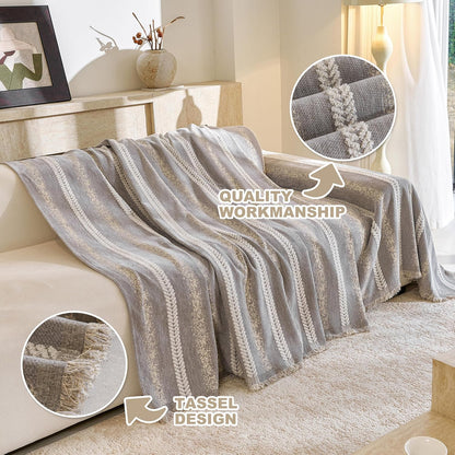 Couch Cover for Dogs Washable Sofa Cover, Sectional Couch Covers, Sofa Covers for 2 Cushion Couch, Non Slip Stripe Sofa Slipcovers Furniture Protector (Beige, 71x102)