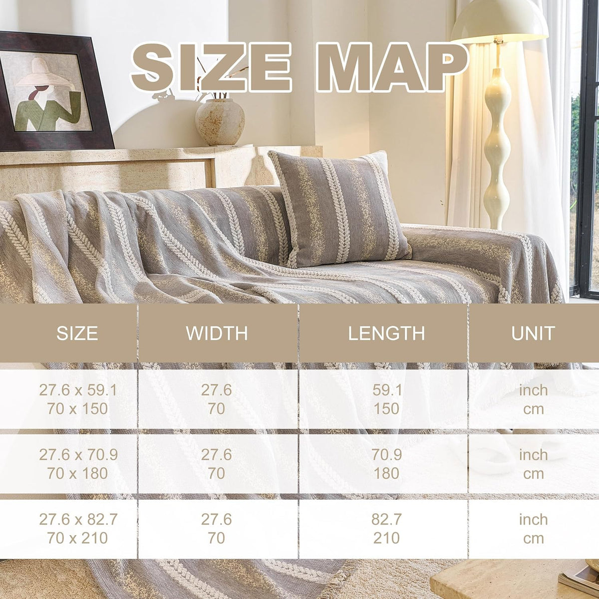 Couch Cover for Dogs Washable Sofa Cover, Sectional Couch Covers, Sofa Covers for 2 Cushion Couch, Non Slip Stripe Sofa Slipcovers Furniture Protector (Beige, 71x102)