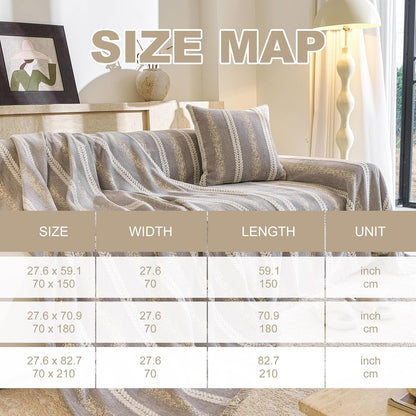 Couch Cover for Dogs Washable Sofa Cover, Sectional Couch Covers, Sofa Covers for 2 Cushion Couch, Non Slip Stripe Sofa Slipcovers Furniture Protector (Beige, 71x102)