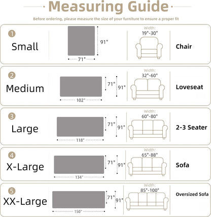 Couch Cover for Dogs Washable Sofa Cover, Sectional Couch Covers, Sofa Covers for 2 Cushion Couch, Non Slip Stripe Sofa Slipcovers Furniture Protector (Beige, 71x102)