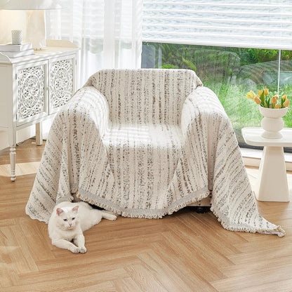 Couch Cover for Dogs Washable Sofa Cover, Sectional Couch Covers, Sofa Covers for 2 Cushion Couch, Non Slip Stripe Sofa Slipcovers Furniture Protector (Beige, 71x102)