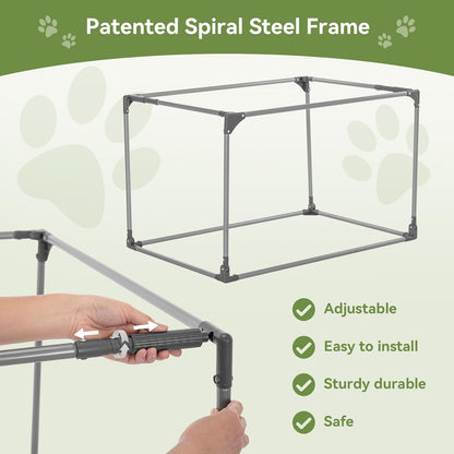 30" Soft Portable Dog Crate – Patented Spiral Sturdy Frame, Collapsible Travel Kennel for Medium Dogs, 3 Mesh Door, Lockable Zippers, Indoor & Car Use Green