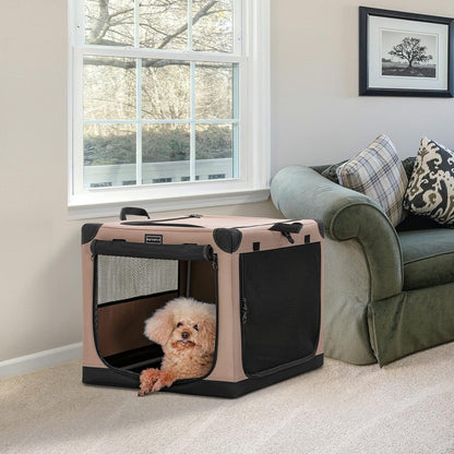 30" Soft Portable Dog Crate – Patented Spiral Sturdy Frame, Collapsible Travel Kennel for Medium Dogs, 3 Mesh Door, Lockable Zippers, Indoor & Car Use Green