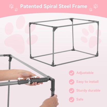 30" Soft Portable Dog Crate – Patented Spiral Sturdy Frame, Collapsible Travel Kennel for Medium Dogs, 3 Mesh Door, Lockable Zippers, Indoor & Car Use Green