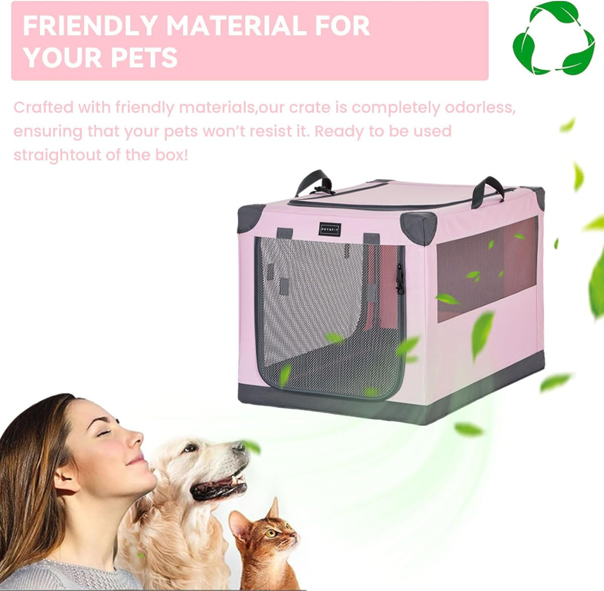 30" Soft Portable Dog Crate – Patented Spiral Sturdy Frame, Collapsible Travel Kennel for Medium Dogs, 3 Mesh Door, Lockable Zippers, Indoor & Car Use Green