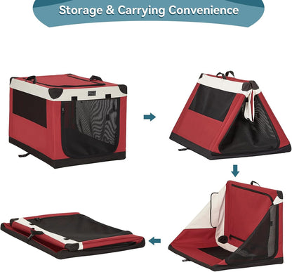 30" Soft Portable Dog Crate – Patented Spiral Sturdy Frame, Collapsible Travel Kennel for Medium Dogs, 3 Mesh Door, Lockable Zippers, Indoor & Car Use Green