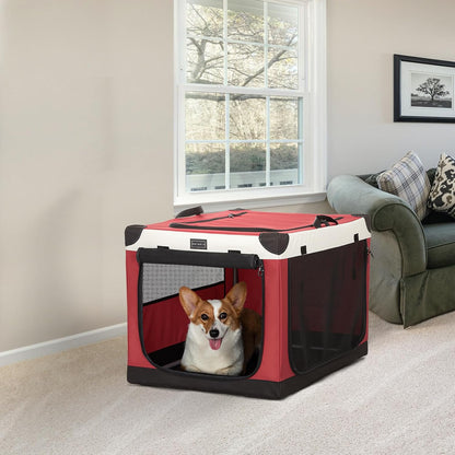 30" Soft Portable Dog Crate – Patented Spiral Sturdy Frame, Collapsible Travel Kennel for Medium Dogs, 3 Mesh Door, Lockable Zippers, Indoor & Car Use Green