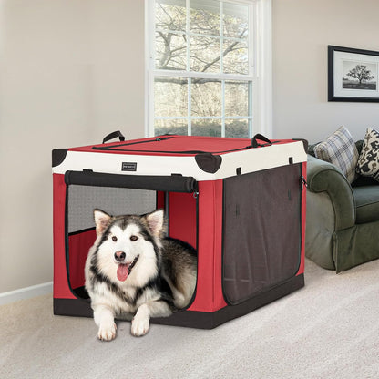 30" Soft Portable Dog Crate – Patented Spiral Sturdy Frame, Collapsible Travel Kennel for Medium Dogs, 3 Mesh Door, Lockable Zippers, Indoor & Car Use Green