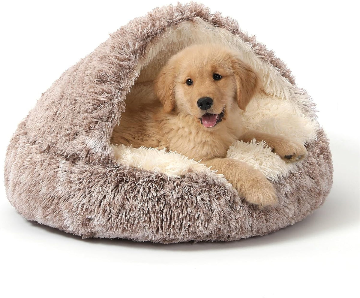 Hooded Donut Bed, Calming Cave for Cats & Small Dogs