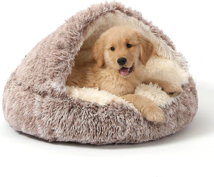Hooded Donut Bed, Calming Cave for Cats & Small Dogs