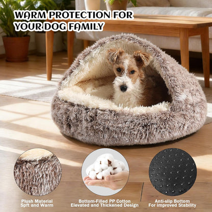 Hooded Donut Bed, Calming Cave for Cats & Small Dogs