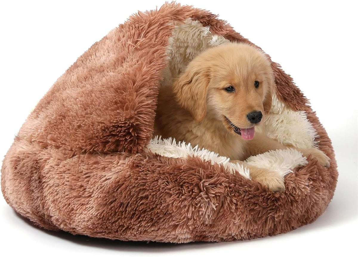 Hooded Donut Bed, Calming Cave for Cats & Small Dogs